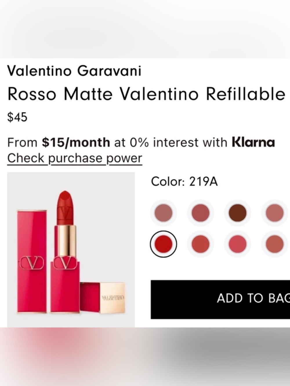 Valentino Rosso Striking Matte Lip Color Lipstick - 219A Star Studded Full Size - Picture 5 of 5